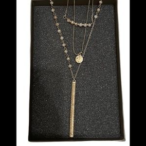 Nordstrom Canvas 3 Piece Layered Drop Bar And Charm Necklace NWT